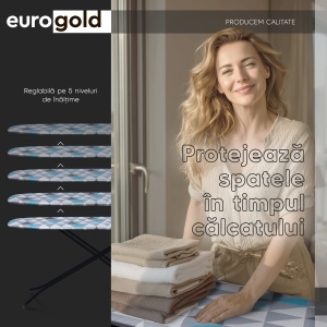 Masa de calcat Eurogold, Gold metallic, D28238F1, 120 X 38 cm, suport pentru fierul de calcat - Img 4