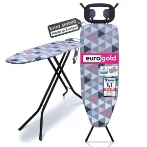Masa de calcat Eurogold, Perfect metallic D30442B3, 120 X 42 cm, suport pentru fierul de calcat si cablu pentru priza