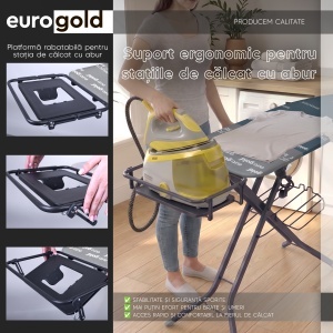 Masa de calcat Eurogold Professional Reflector R35748W, 130 x 48 cm, cu manecar de rufe, suport pentru statia de calcat, suport pentru rufe si cablu pentru priza - Img 2