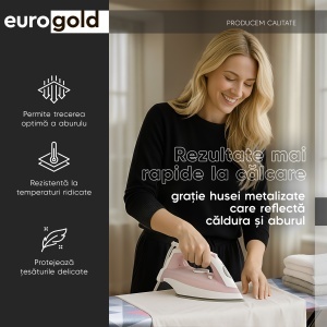 Masa de calcat Eurogold, Perfect metallic D30442B3, 120 X 42 cm, suport pentru fierul de calcat si cablu pentru priza - Img 5