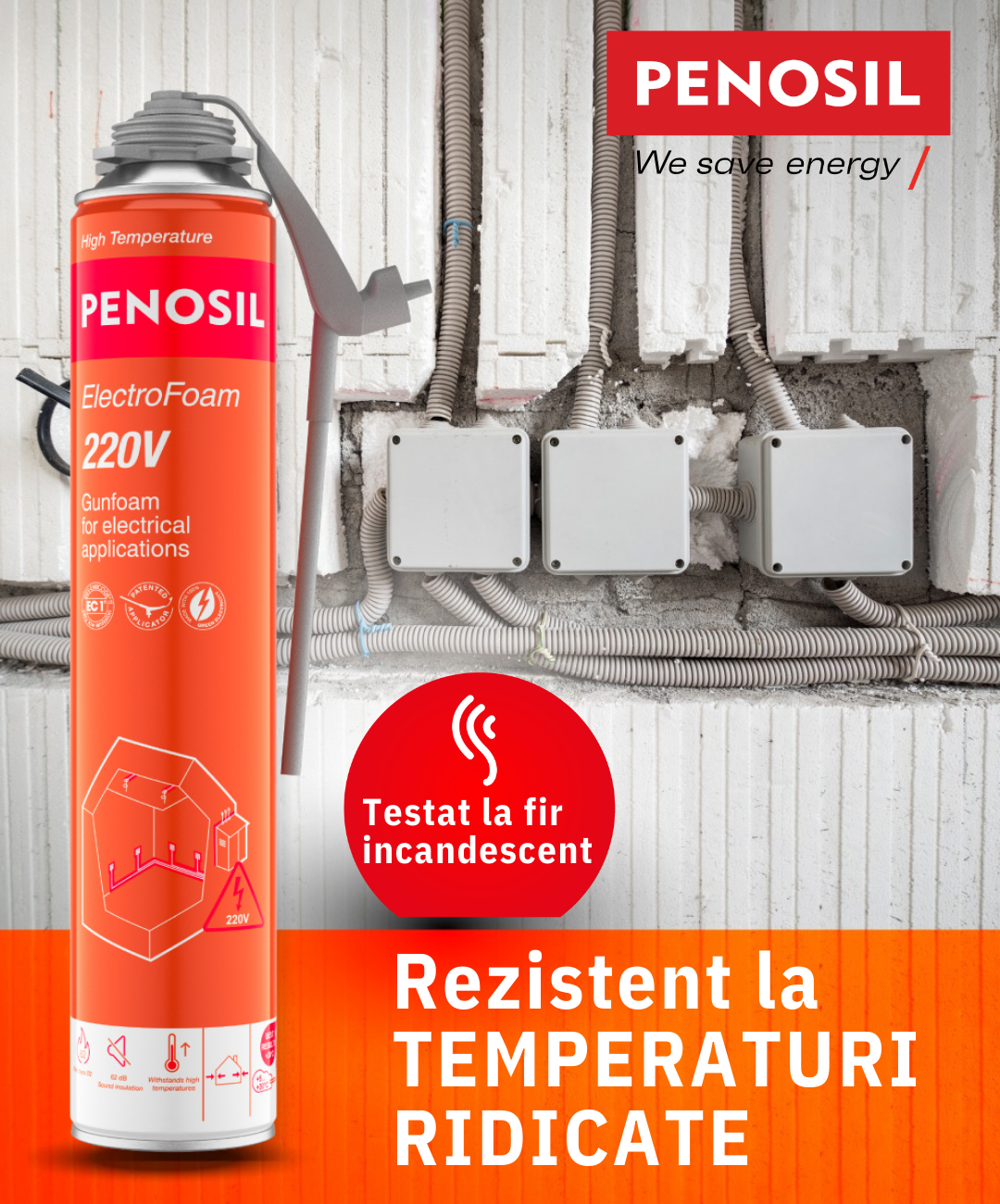 Știai că există spumă PU specială pentru instalații electrice? ElectroFoam 220V Penosil