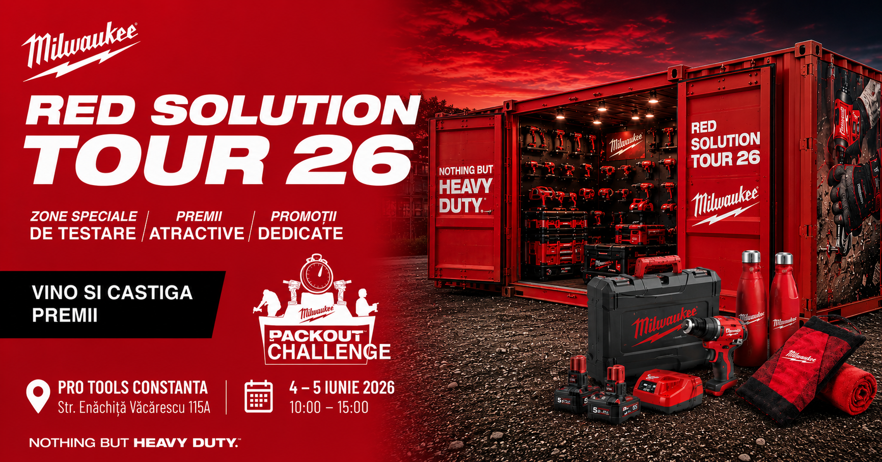 Milwaukee RED SOLUTION TOUR 2026 ajunge la Pro Tools Constanta