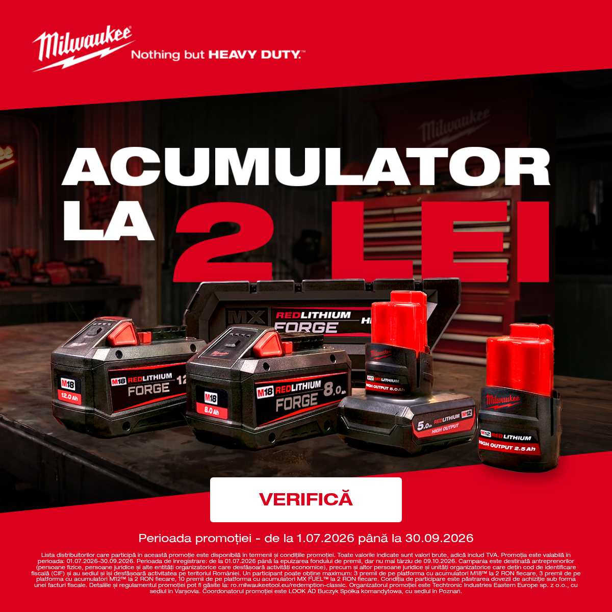 Acumulator Milwaukee la doar 2 lei. Profită de noua campanie Redemption Classic!