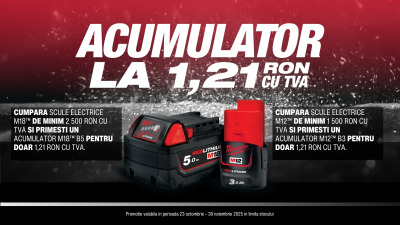 Acumulatori la doar 1,21 RON- Milwaukee REDEMPTION