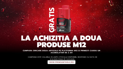 Puterea M12 de Sarbatori – Acumulator Cadou la doua scule sau echipamente incalzite Milwaukee M12
