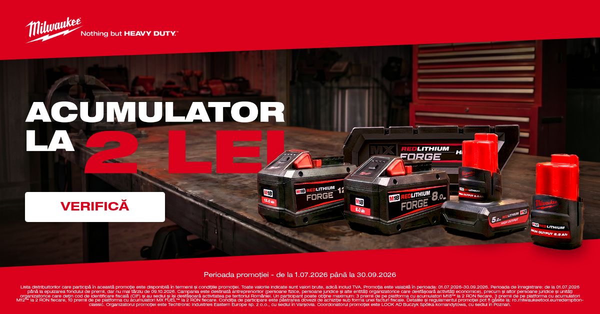Campania Milwaukee Acumulator la 2 lei