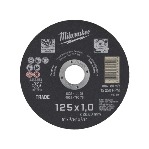 Disc abraziv pentru debitat metal, SCS41 125x1.0 x 22.22 mm, Milwaukee, cod 4932479578