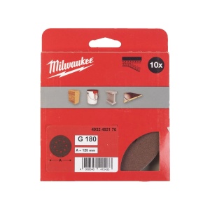 Set 10 foi abrazive pentru slefuitoare orbitale, 8 gauri, diametru 125 mm, granulatie 180, Milwaukee, cod 4932492176 - Img 2