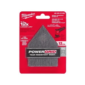 Set 12 foi de slefuit tip plasa pentru M12 FDSS, 67 x 92 mm, granulatie 180 + protectie, Milwaukee, cod 48805180