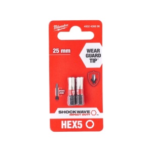 Set 2 Biti HEX pentru surubelnite SHOCKWAVE IMPACT DUTY Hex 5x25 mm Milwaukee, cod 4932430896
