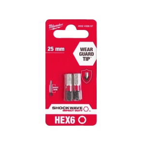 Set 2 Biti HEX pentru surubelnite SHOCKWAVE IMPACT DUTY HEX 6x25 mm Milwaukee, cod 4932430897 - Img 2
