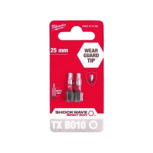 Set 2 Biti pentru surubelnite SHOCKWAVE IMPACT DUTY TX BO10 X 25 mm, Milwaukee, cod 4932471580