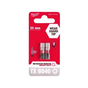 Set 2 Biti pentru surubelnite SHOCKWAVE IMPACT DUTY TX BO40 x 25 mm, Milwaukee, cod 4932471585