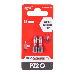 Set 2 biti PZ2 x 25 mm SHOCKWAVE IMPACT DUTY, Milwaukee, cod 4932430863 - Img 2