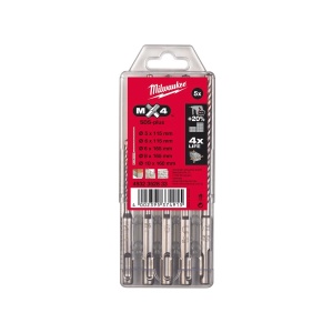Set 5 burghie beton si zidarie SDS+ MX4 , diametre 5 / 6 x 115 mm, 6 / 8 x 165 mm, 10 x 165 mm, Milwaukee, cod 4932352833
