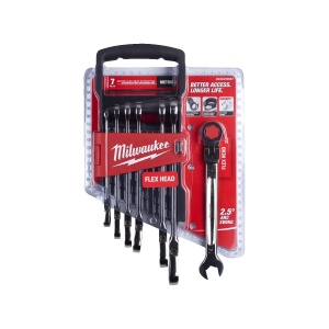 Set 7 chei fixe MAX BITE cu clichet si cap pivotant de 180°, 8, 10, 12, 13, 14, 15, 17 mm, Milwaukee, cod 4932478557 - Img 2