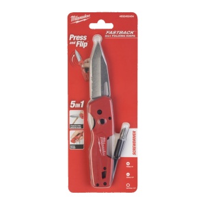 Cutit pliabil 5 in 1 FASTBACK, lama inox, cu suport biti 1/4, Milwaukee, cod 4932492454