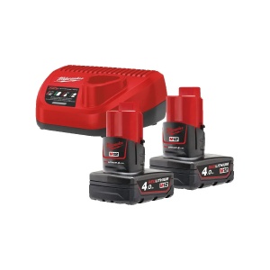 Pachet M12 NRG-402 cu 2 acumulatori M12 B4 si incarcator C12 C, Milwaukee, cod 4933459211