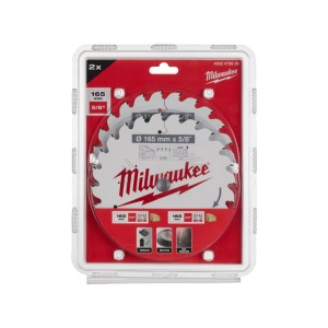 Set 2 panze pentru fierastraie circulare de mana, CSB 165 X 24T/24T, Milwaukee, cod 4932479836 - Img 2
