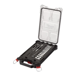 Set 28 antrenor cu clichet 1/4" + chei tubulare metric, organizator PACKOUT, Milwaukee, cod 4932478812