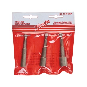 Set 3 chei tubulare hexagonale magnetice 6/ 8 / 10 mm, Milwaukee, cod 49663004 - Img 1