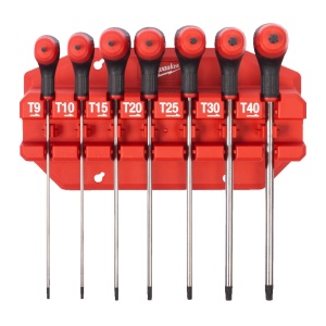 Set 7 chei Torx cu maner in T si suport Milwaukee, cod 4932498690