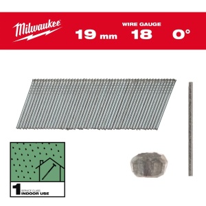 Pachet 10000 cuie T pentru M18 FN18GS, 18G / 19 mm / RC / G / SC1, cap subtire cu finisaj, unghi 0°, Milwaukee, cod 4932492550