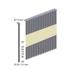Pachet 4000 cuie pentru pistol M18 FFN cu unghi 34, cap D, 2.8X50 mm RS, Milwaukee, cod 4932478396 - Img 1