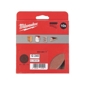 Set 10 foi abrazive pentru slefuitoare orbitale, 8 gauri, diametru 125 mm, granulatie 240, Milwaukee, cod 4932492177 - Img 2