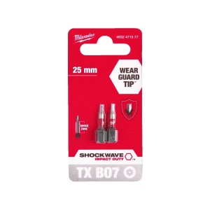 Set 2 Biti pentru surubelnite SHOCKWAVE IMPACT DUTY TX BO7 X 25 mm, Milwaukee, cod 4932471577