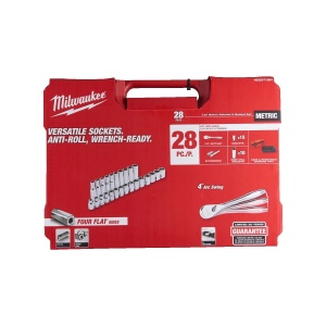 Set 28 chei tubulare standard si impact 10-24 mm + antrenor cu clichet 1/2", Milwaukee, cod 4932471864 - Img 2
