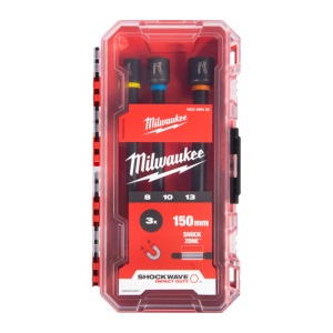 Set 3 chei tubulare lungi SHOCKWAVE, 8 / 10 / 13 mm, 150 mm, Milwaukee, cod 4932499426