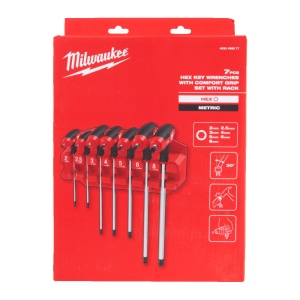 Set 7 chei Hex cu maner in T si suport, 2–8 mm, Milwaukee, cod 4932498677