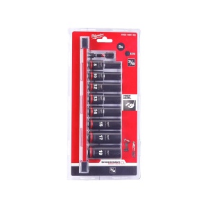 Set 9 chei tubulare lungi de impact 3/8'' pe sina SHW (8-19mm) Milwaukee, cod 4932480455 - Img 2