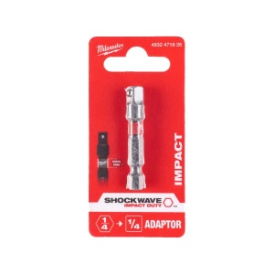 Adaptor pentru chei tubulare SHOCKWAVE IMPACT DUTY de la 1/4" HEX - 1/4" patrat , 50 mm lungime, Milwaukee, cod 4932471826 - Img 2