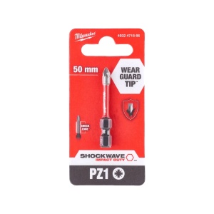 Bit PZ1 pentru surubelnite SHOCKWAVE IMPACT DUTY, PZ1x50 mm, Milwaukee, cod 4932471566 - Img 2