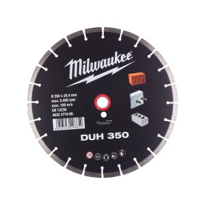 Disc diamantat DUH, 350x25.4x2.8 mm, Milwaukee, cod 4932471986