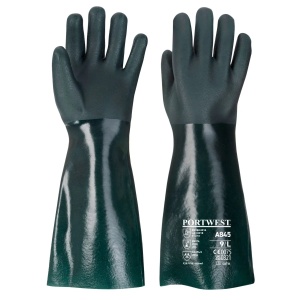 Manusi PVC, dublu impregnate, lungime 45 cm, verzi, Portwest, cod A845GNRXL