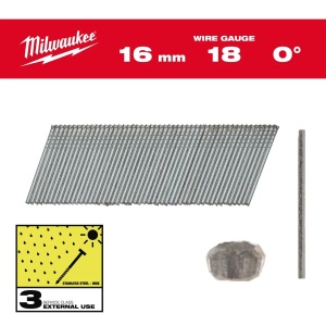 Pachet 10000 cuie T pentru M18 FN18GS, INOX 18G / 16 mm / SC3, cap subtire cu finisaj, unghi 0°, Milwaukee, cod 4932492557