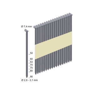 Pachet 4000 cuie pentru pistol M18 FFN cu unghi 34, cap D, 2.8X50 mm RS, Milwaukee, cod 4932478396 - Img 2