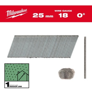 Pachet 5000 cuie T pentru M18 FN18GS, 18G / 25 mm / RC / G / SC1, cap subtire cu finisaj, unghi 0°, Milwaukee, cod 4932492551
