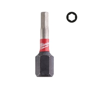 Set 2 biti pentru surubelnite SHOCKWAVE IMPACT DUTY HEX 3 mm x 25 mm, Milwaukee, cod 4932430894