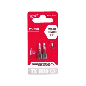 Set 2 Biti pentru surubelnite SHOCKWAVE IMPACT DUTY TX BO8 x 25 mm, Milwaukee, cod 4932471578