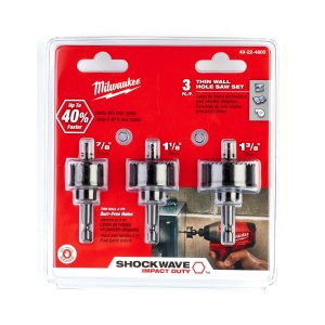 Set 3 carote SHOCKWAVE IMPACT DUTY, diametre 22 / 29 / 35 mm, prindere 1/4" Hex, 8 TPI, Milwaukee, cod 49224800 - Img 3