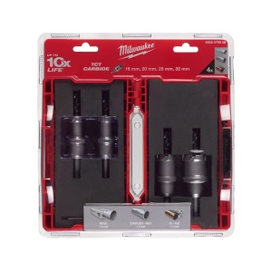 Set 4 carote TCT pentru otel inoxidabil, diametre 16, 20, 25, 32 mm, 25 mm adancime max,Milwaukee, cod 4932479058 - Img 2