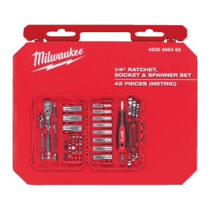 Set 42 piese 1/4'' clichet si tubulare, Milwaukee, cod 4932498382