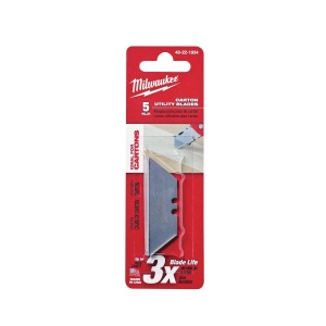 Set 5 de lame cutit utilitar pentru carton (rotunjite), lungime 62 mm, latime 19 mm, Milwaukee, cod 48221934 - Img 2