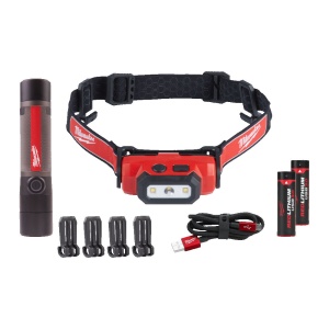 Set lanterna frontala L4 HL2-301 600 lm + lanterna L4 FMLED-301 800 lm, Milwaukee, cod 4933499300