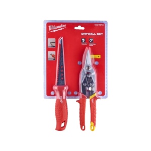 Set pentru gips-carton: foarfeca din metal si fierastrau, Milwaukee, cod 4932479784