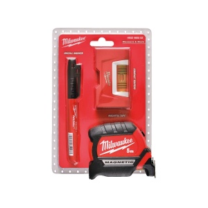 Set ruleta premium 5 metri, nivela, marker permanent, Milwaukee cod 4932480552